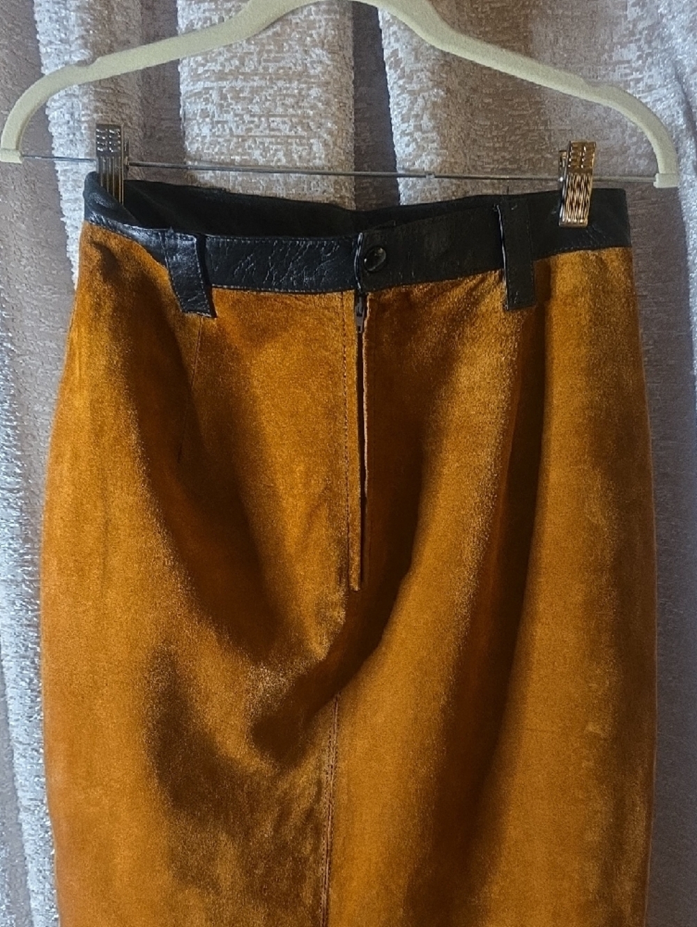 Women's Suede Blazer & Skirt Set in Rich Brown with Black Trim - Picture 8 of 12